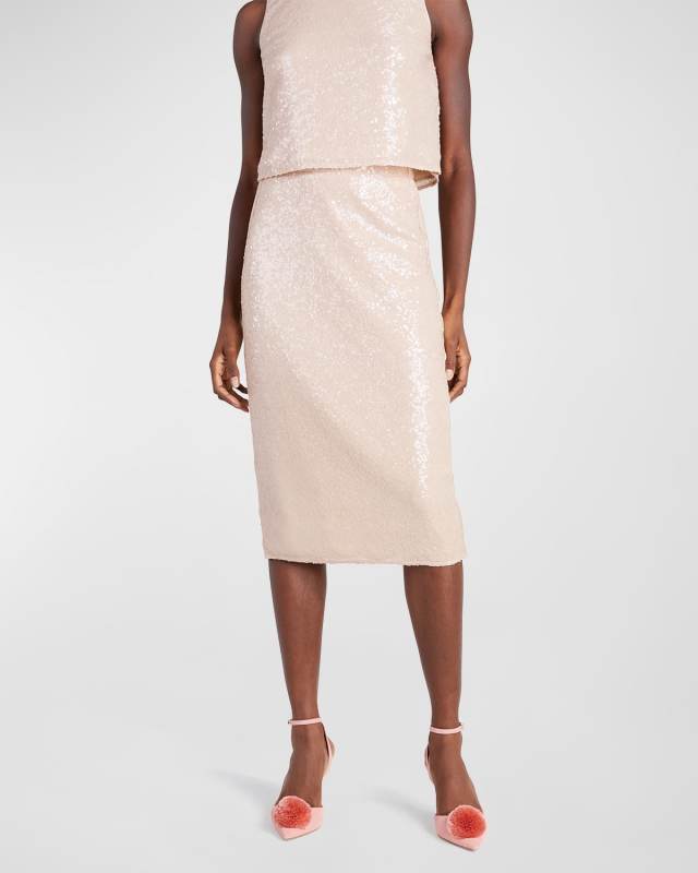sequin pencil midi skirt